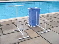 Swimming Pool Raft, Float and Towel Caddy with Hamper