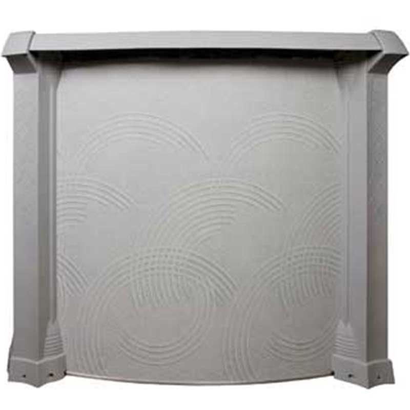 The pool wall sports a pleasing swept pattern.