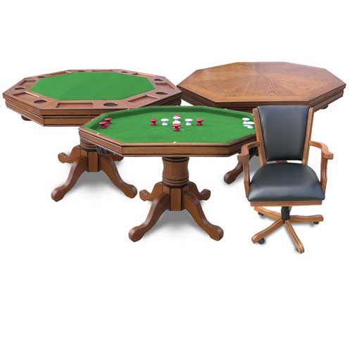 Kingston Antique Dark Oak Poker Table and 4 Chairs - In Stock Soon! Call to Preorder