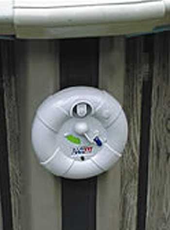Control panel can be mounted on pool or nearby.